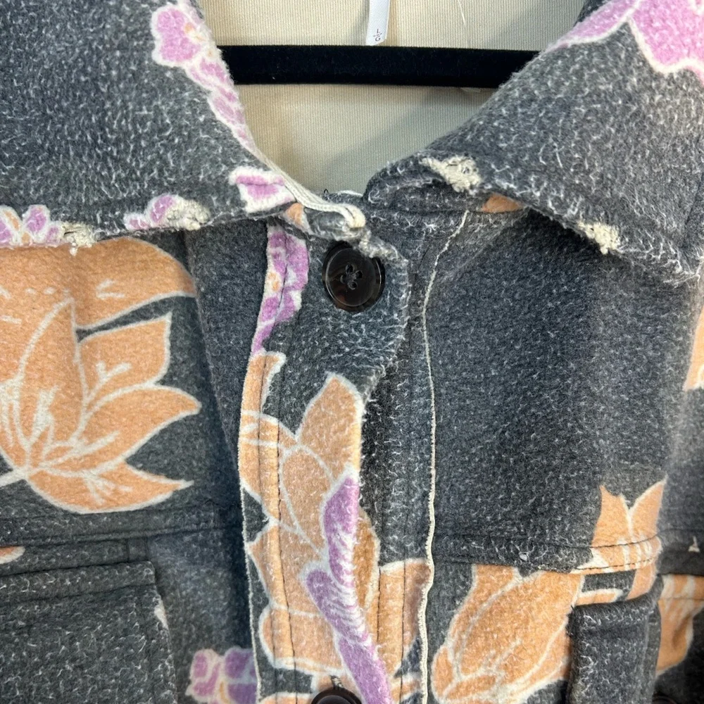 NEW Free People Printed Ruby Jacket Floral Oversized Shacket Gray Size Large - Picture 11 of 14